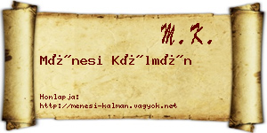 Ménesi Kálmán névjegykártya